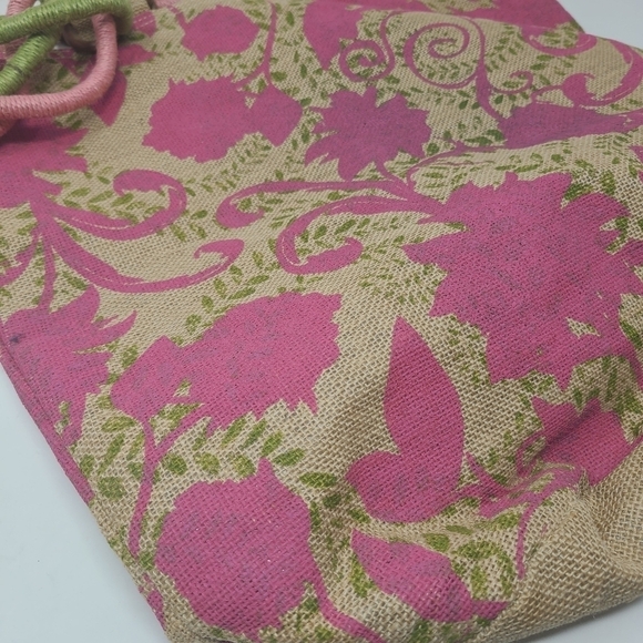 Earth Accessories | Pink & Green Double Strap Tote Satchel Bag (One Size) - Picture 9 of 13